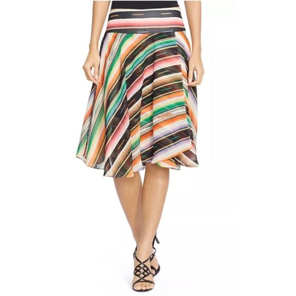 Lauren Ralph Lauren Multi Color Striped Flare Skirt Boho Southwest Serape Sz 12‎